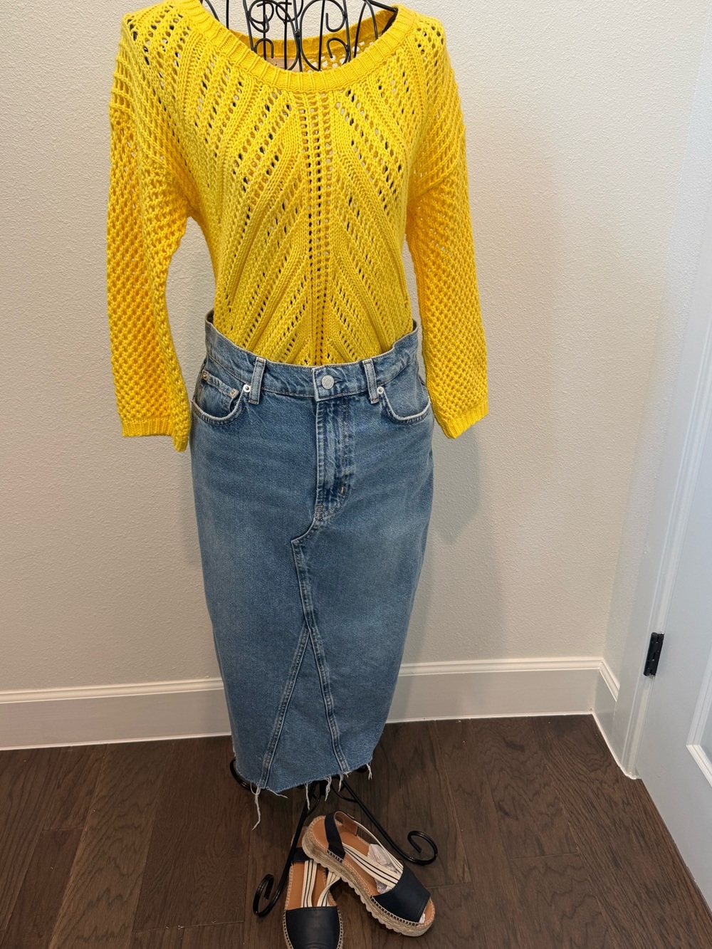 Rails Light Blue Denim Skirt with Multicolor Logo